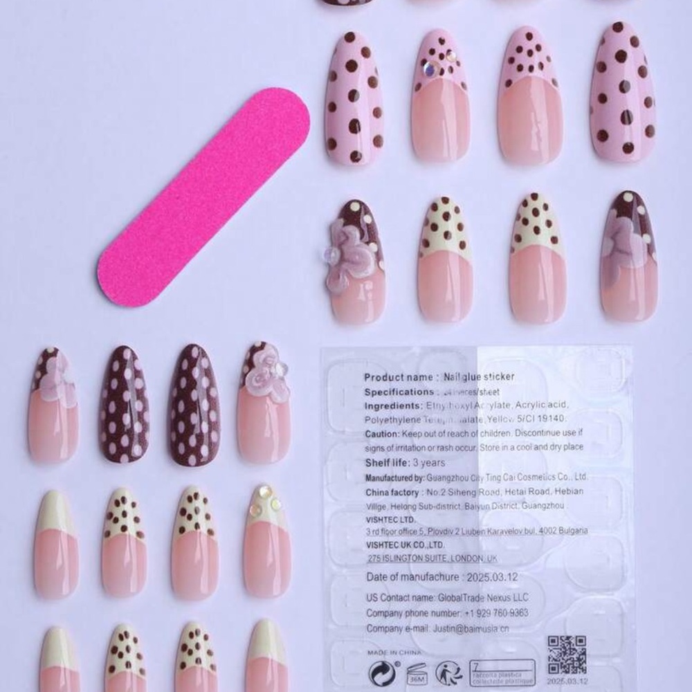 24 Pcs Of Medium-Length Almond-Shaped Nails Press On Gift Box, New Autumn Style - Picture 3 of 4